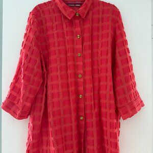 Red Windowpane Chico Blouse